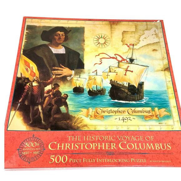 Christopher Columbus 500 Piece Jigsaw Puzzle MB Milton Bradley 1992 Sealed Box - Picture 1 of 4